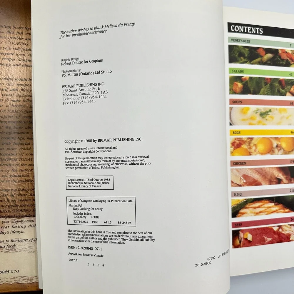 Easy Cooking for Today Pol Martin 1988 Hardcover Brimar Canada DJ Very Good - Picture 3 of 7